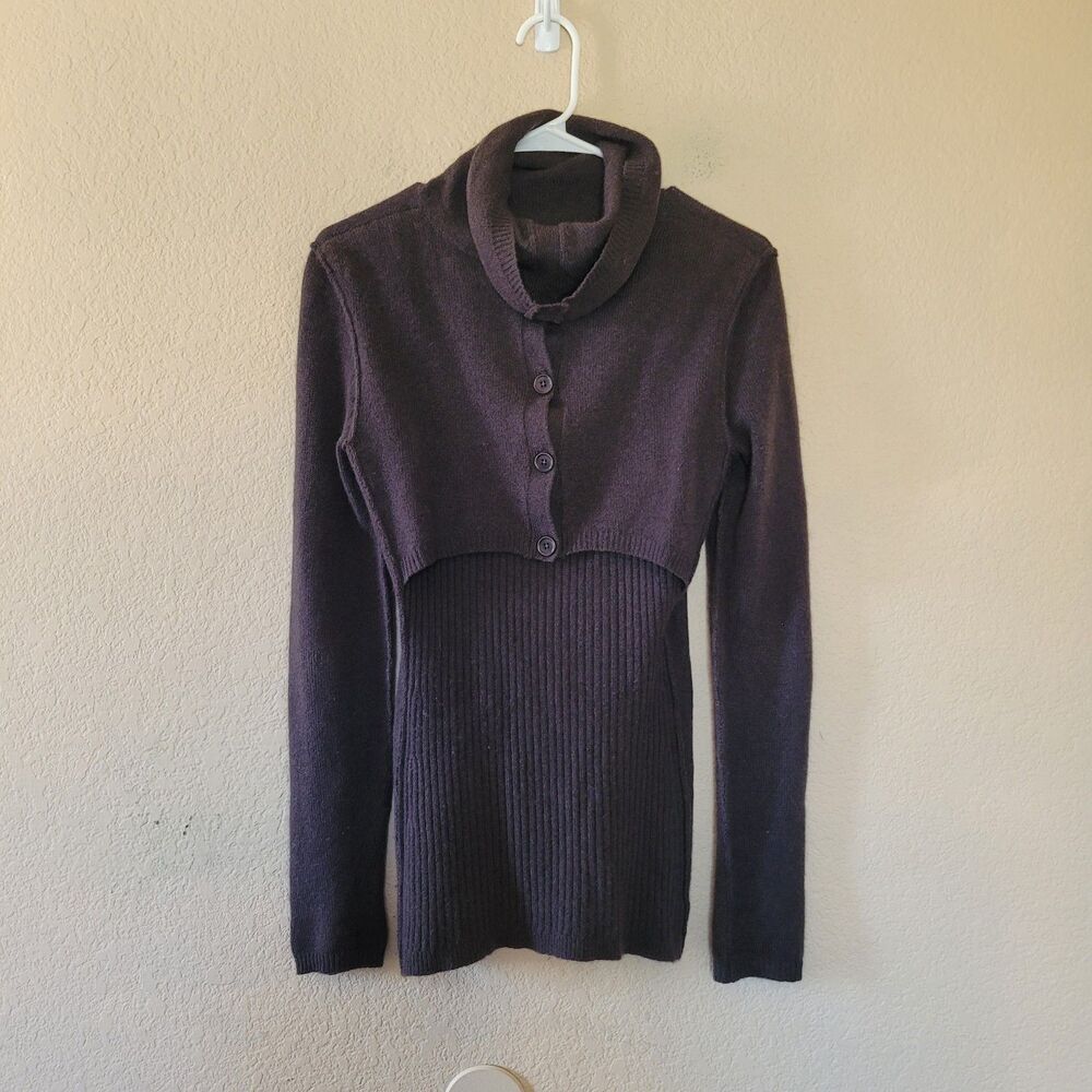 Inhabit Womens Cashmere Cardigan Small Brown Layered Long Sleeve Button Ribbed
